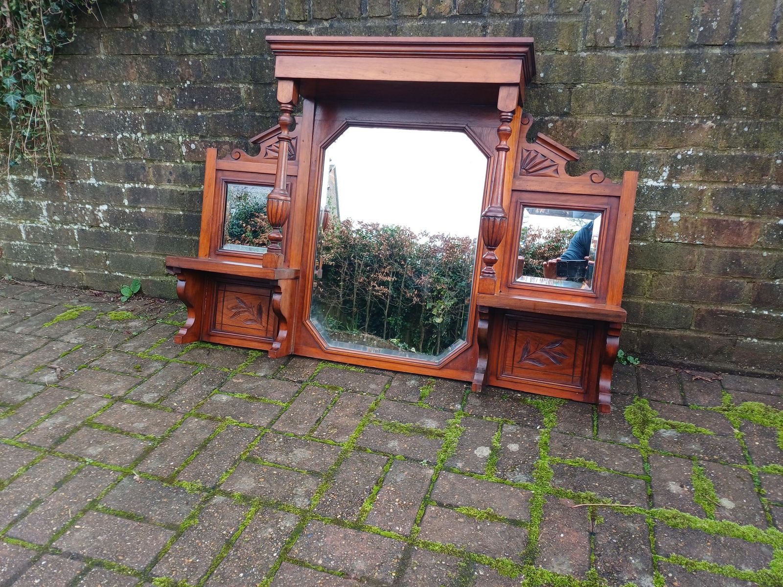 Antique Mahogany Over Mantel Mirror: Victorian Hall Mirror With Bevelled Glass photo Home Decor