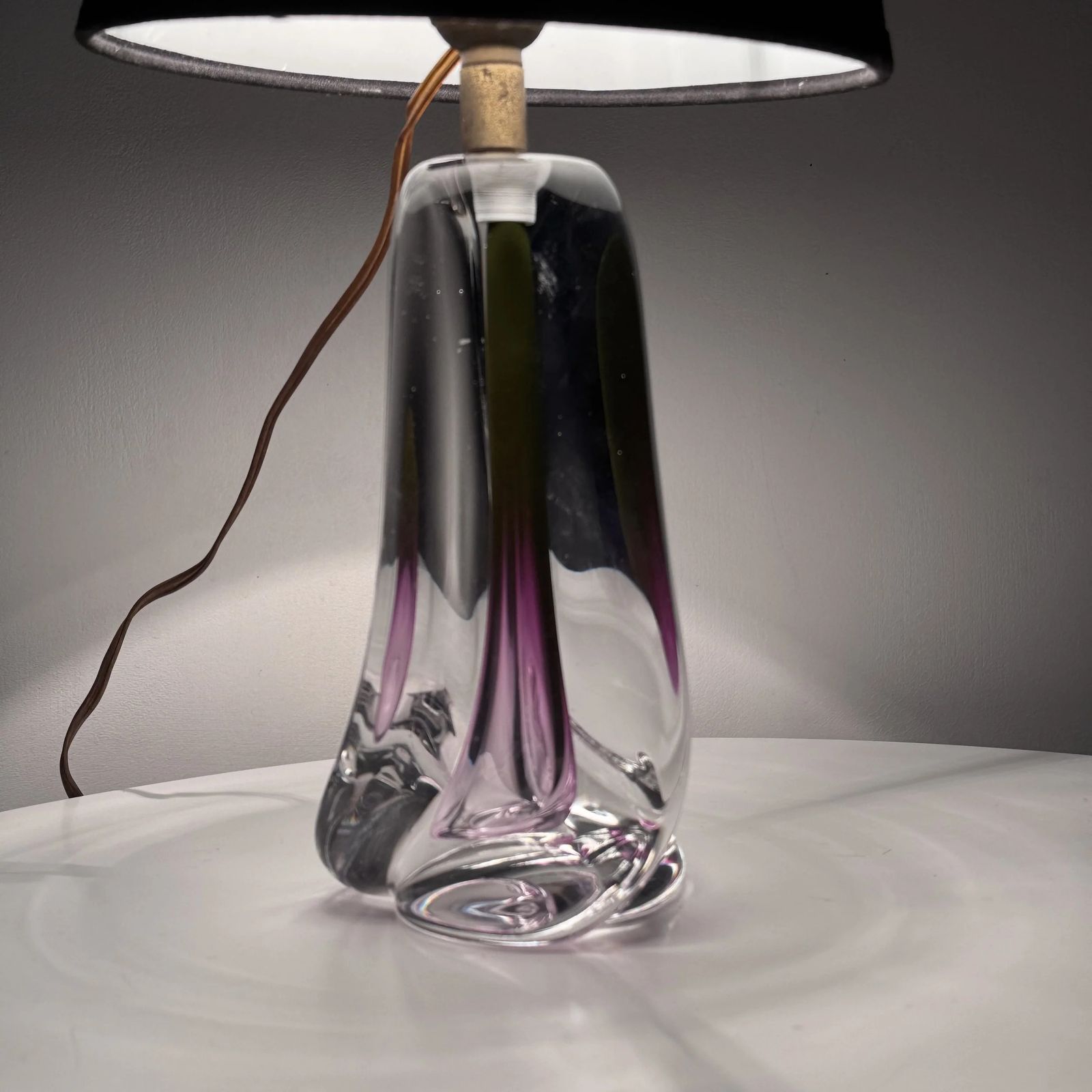 Vintage Val Saint Lambert Amethyst Crystal Glass Table Lamp Base, Amethyst photo 165.0