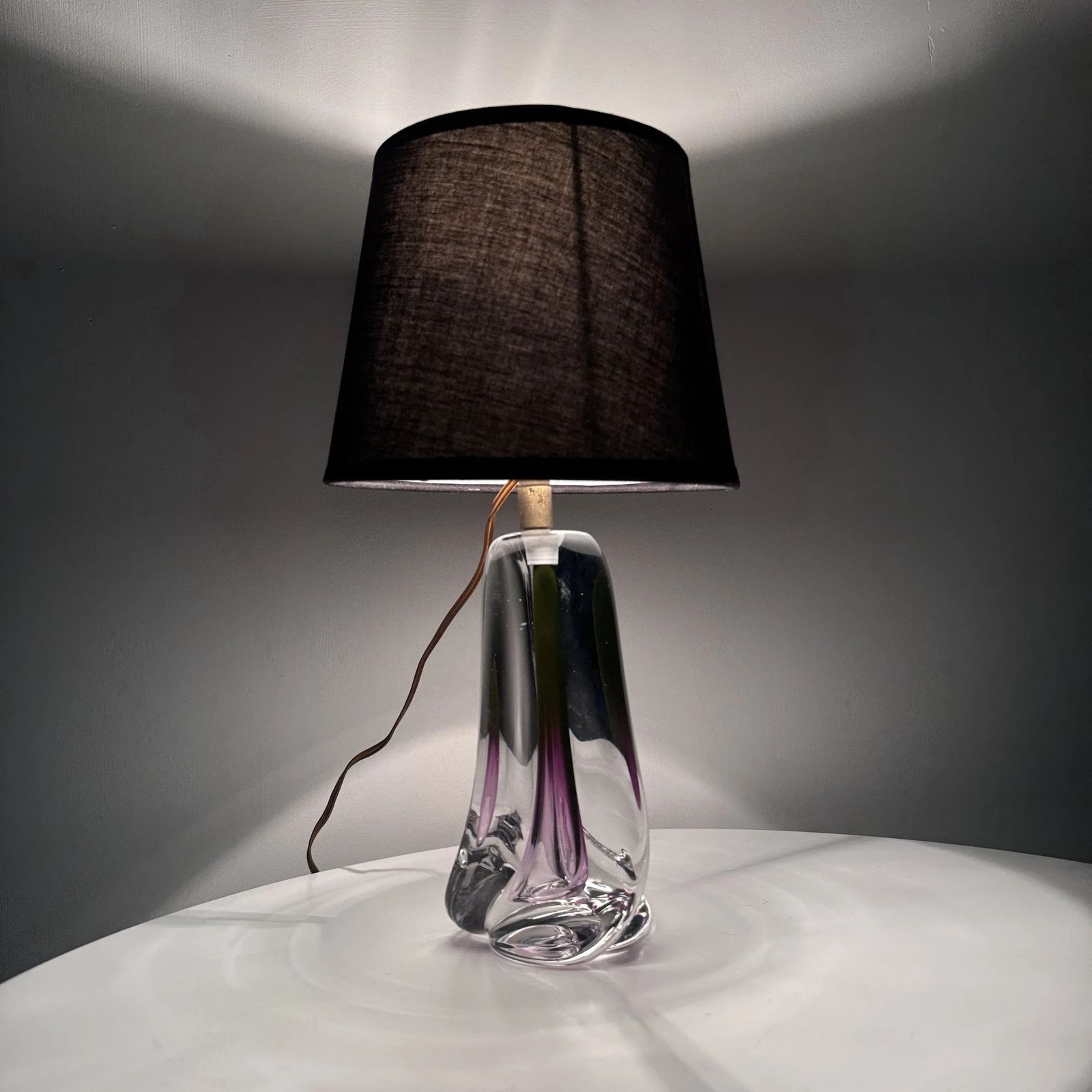 Vintage Val Saint Lambert Amethyst Crystal Glass Table Lamp Base, Amethyst photo vinterior