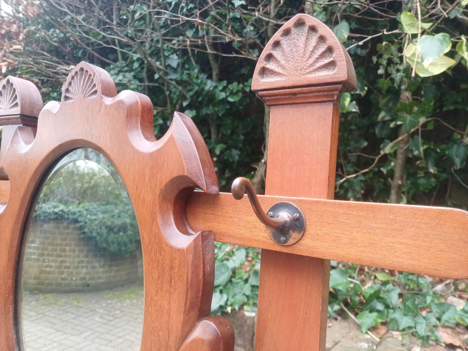 Antique Victorian Mahogany Hall Hat Stand Coat Rack Bevelled Mirror Umbrella Stand Copper Hooks Restored Entryway Storage Free Hand Delivery photo Home Decor