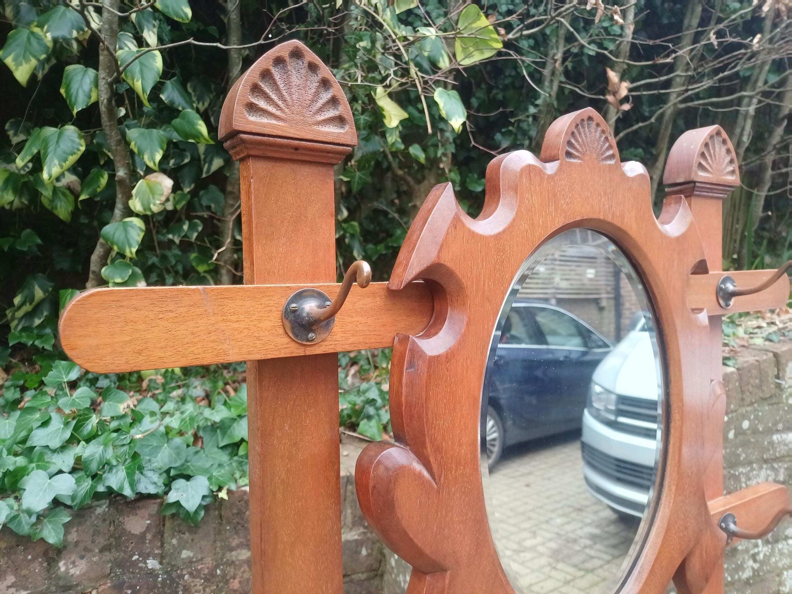 Antique Victorian Mahogany Hall Hat Stand Coat Rack Bevelled Mirror Umbrella Stand Copper Hooks Restored Entryway Storage Free Hand Delivery photo 595.0