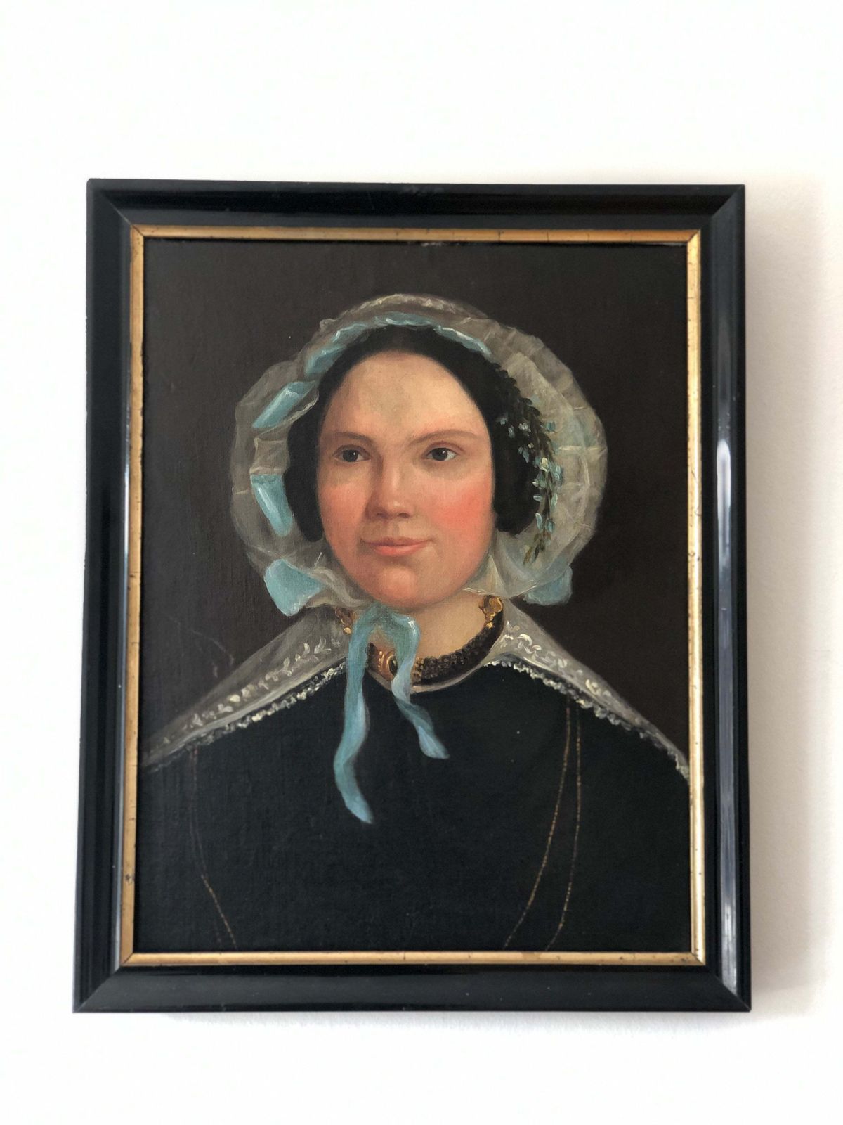 Set Of Antique Portrait Paintings Of A Dutch Couple, C. 1840 photo for sale