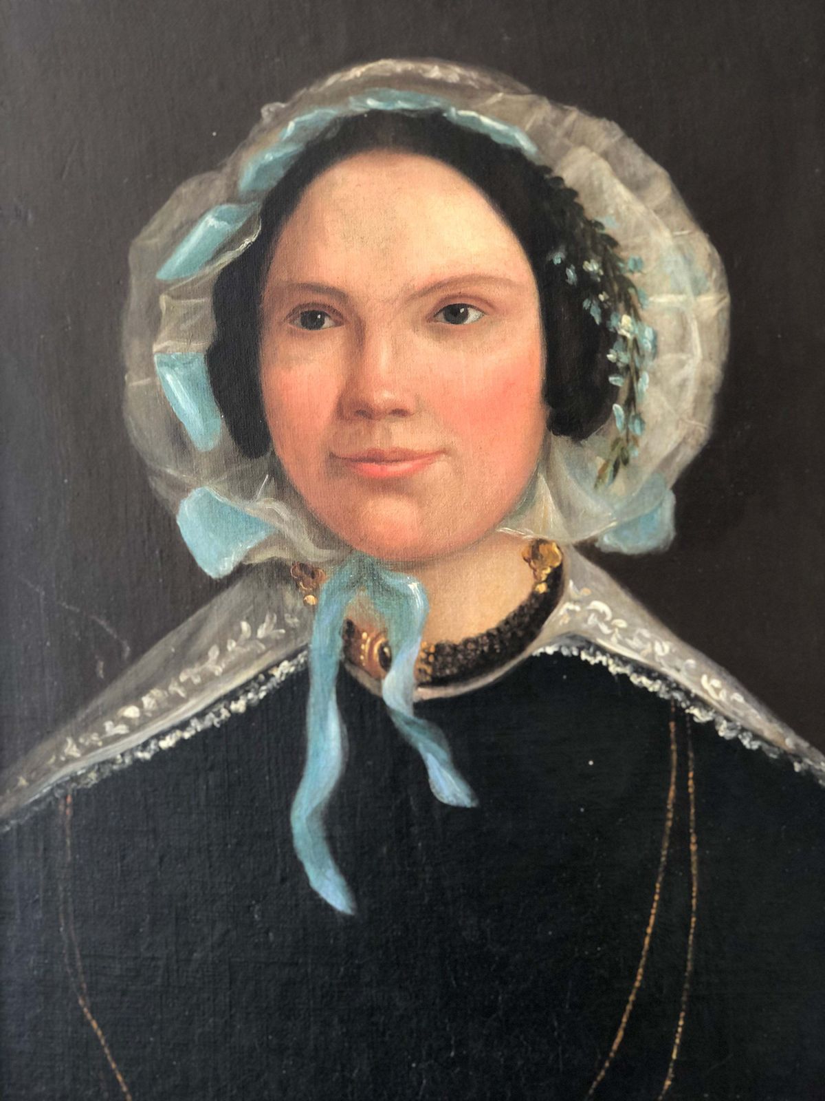 Kunst Set Antieke Portretsschilderijen Van Een Nederlands Echtpaar, Ca. 1840 photo