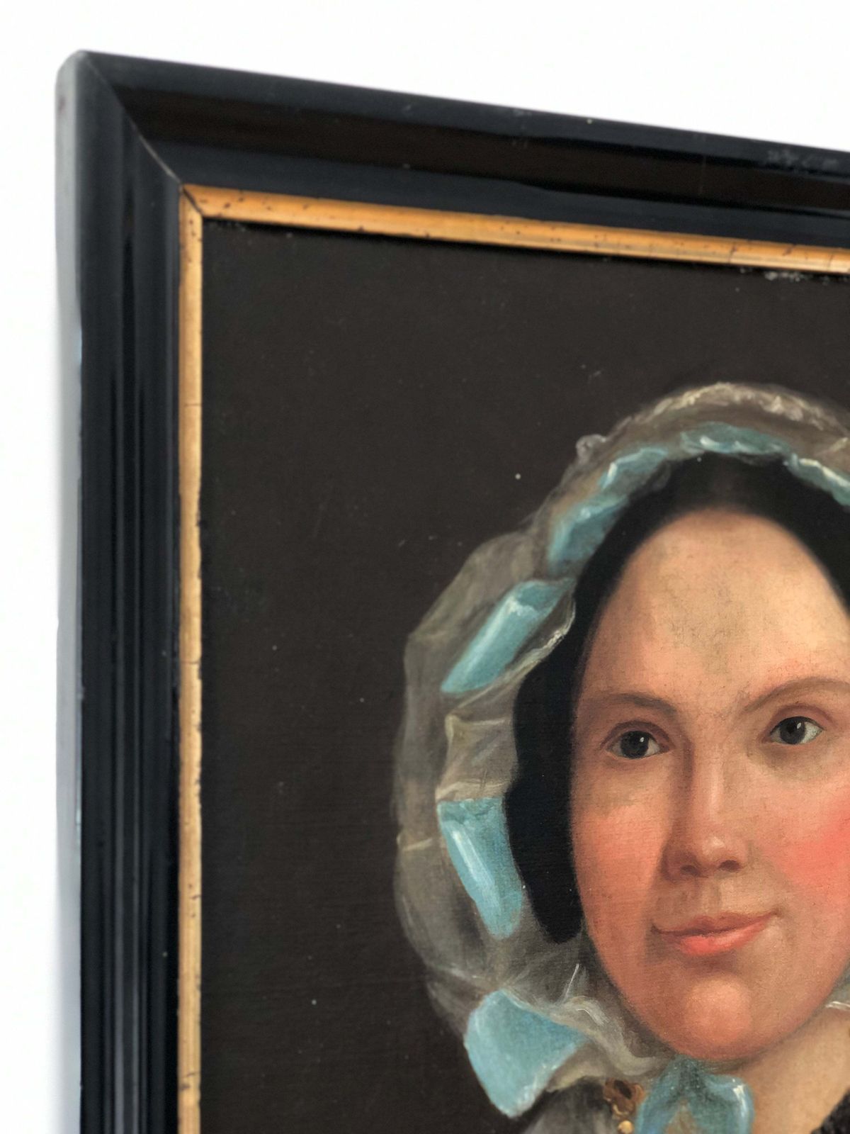 Antique Portrait Painting Of A Dutch Lady, C. 1840 photo vintage
