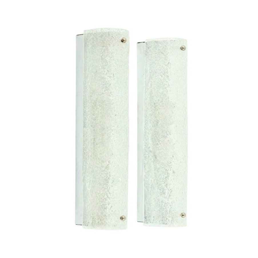 Pair Of Mid Century Tubular Murano Glass Wall Lights From Hillebrand, Germany, 1970s