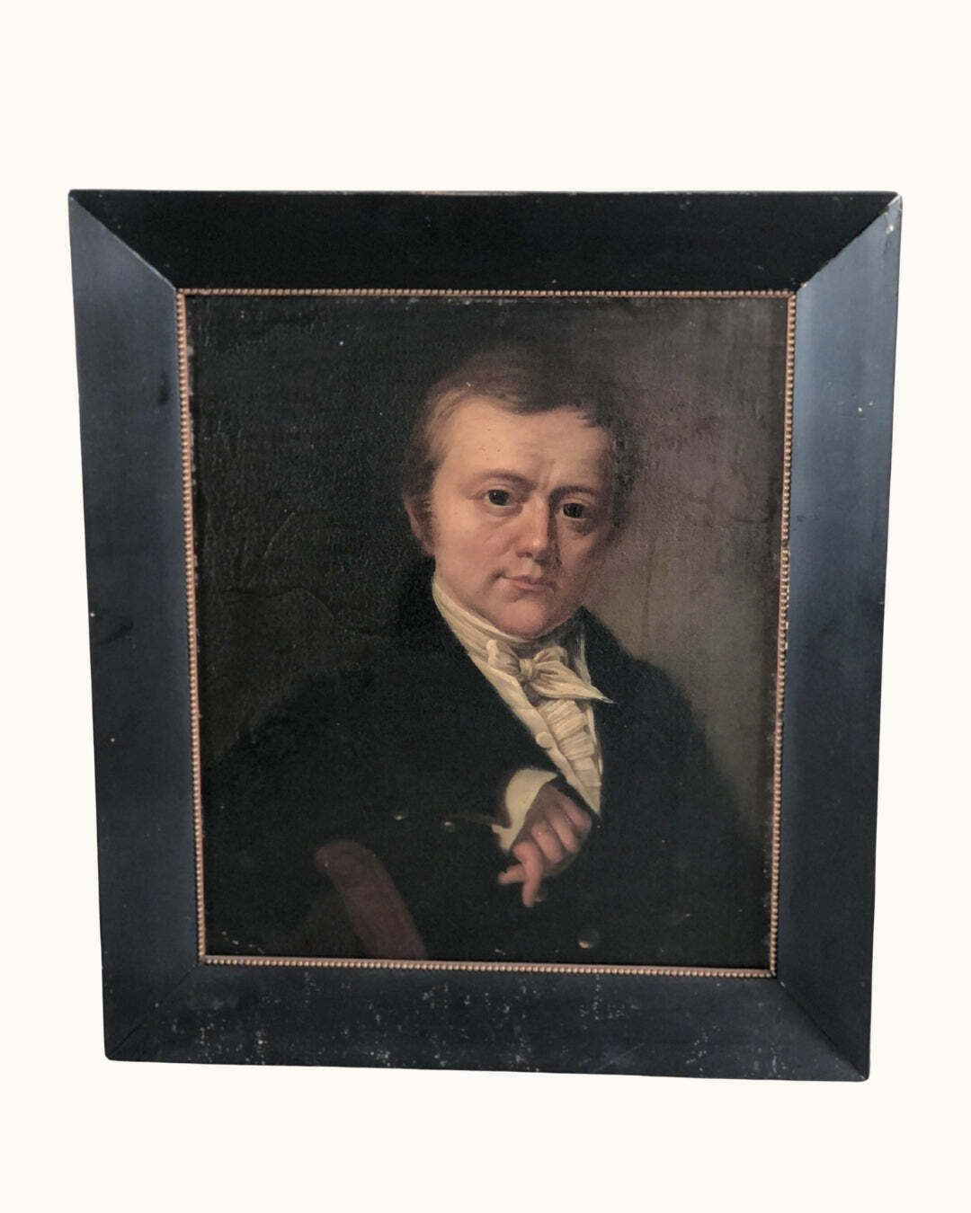 Antique Oil Portrait Painting Of A Dutch Gentleman, C. 1840