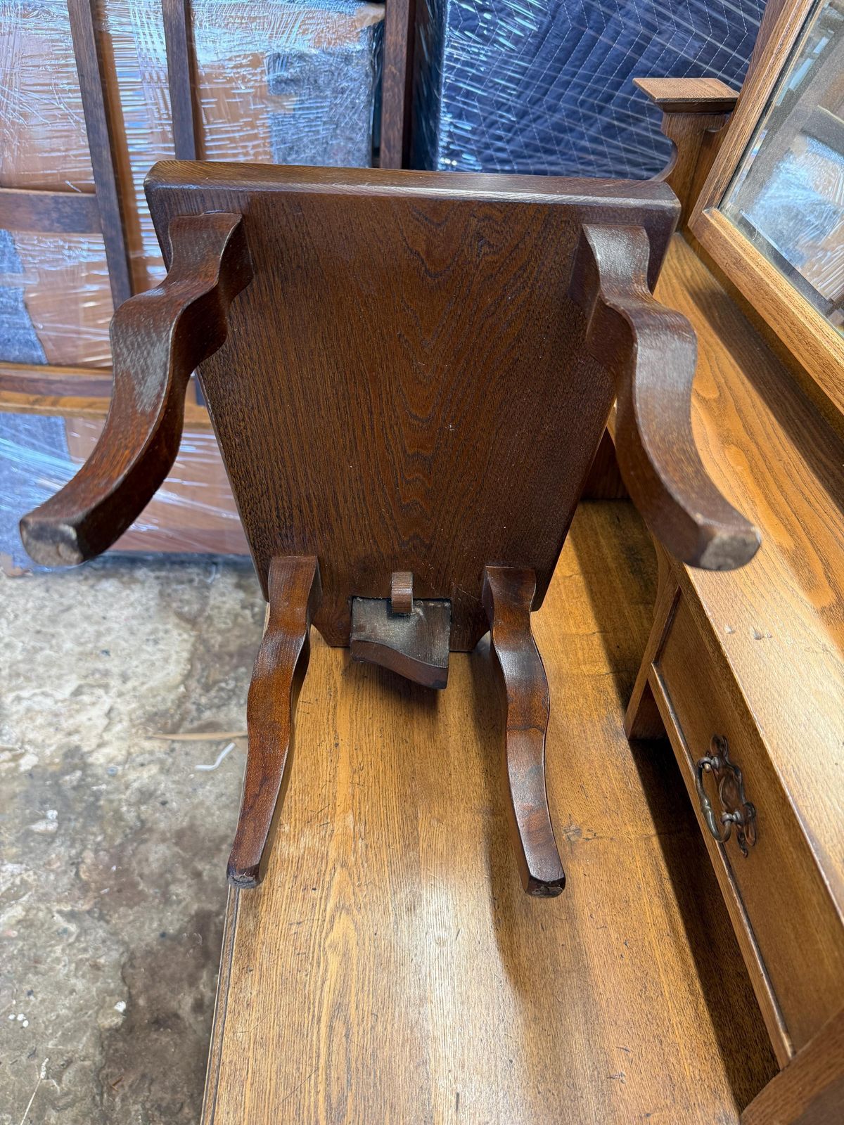 photo for sale Arts & Crafts Oak Decorative Low Chair | Early 20th Century Spinning Chair.