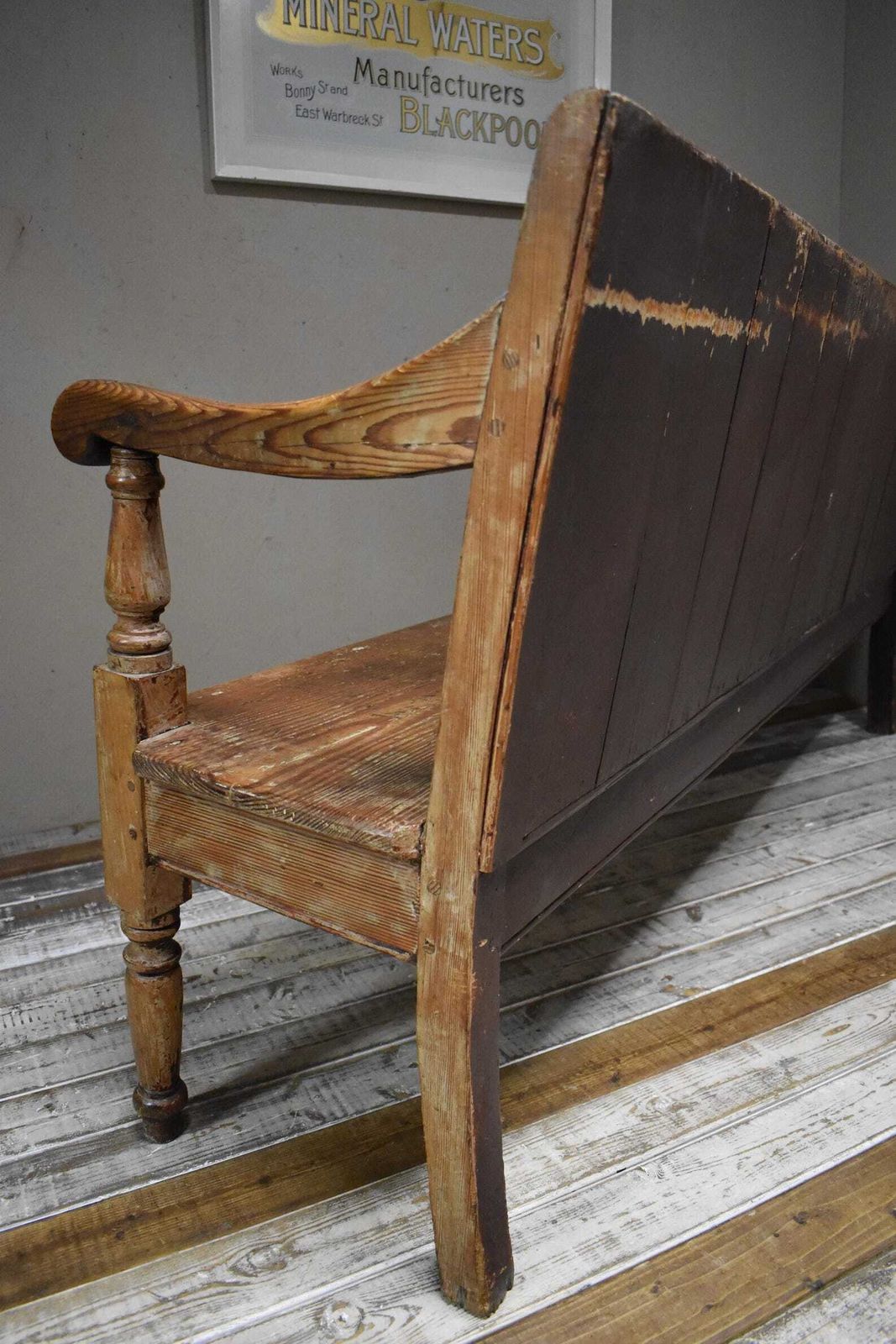 990.0 19th Century Victorian Stripped Pine Chapel School Seating Bench photo