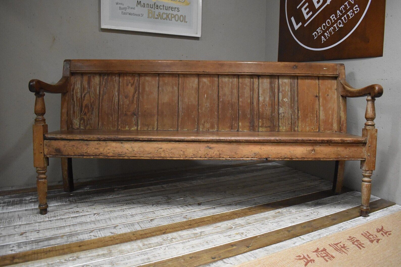 photo buy 19th Century Victorian Stripped Pine Chapel School Seating Bench