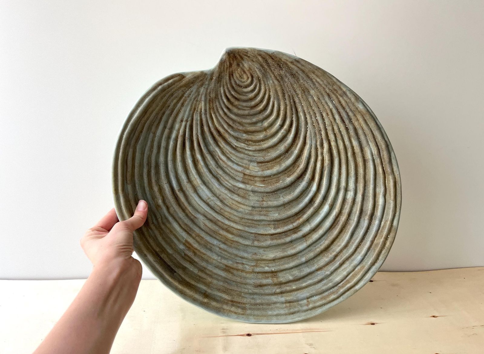 Giant Ceramic Shell Dish By Dominique Guillot For Vallauris 1960, French Xxl Oyster Seafood Plate