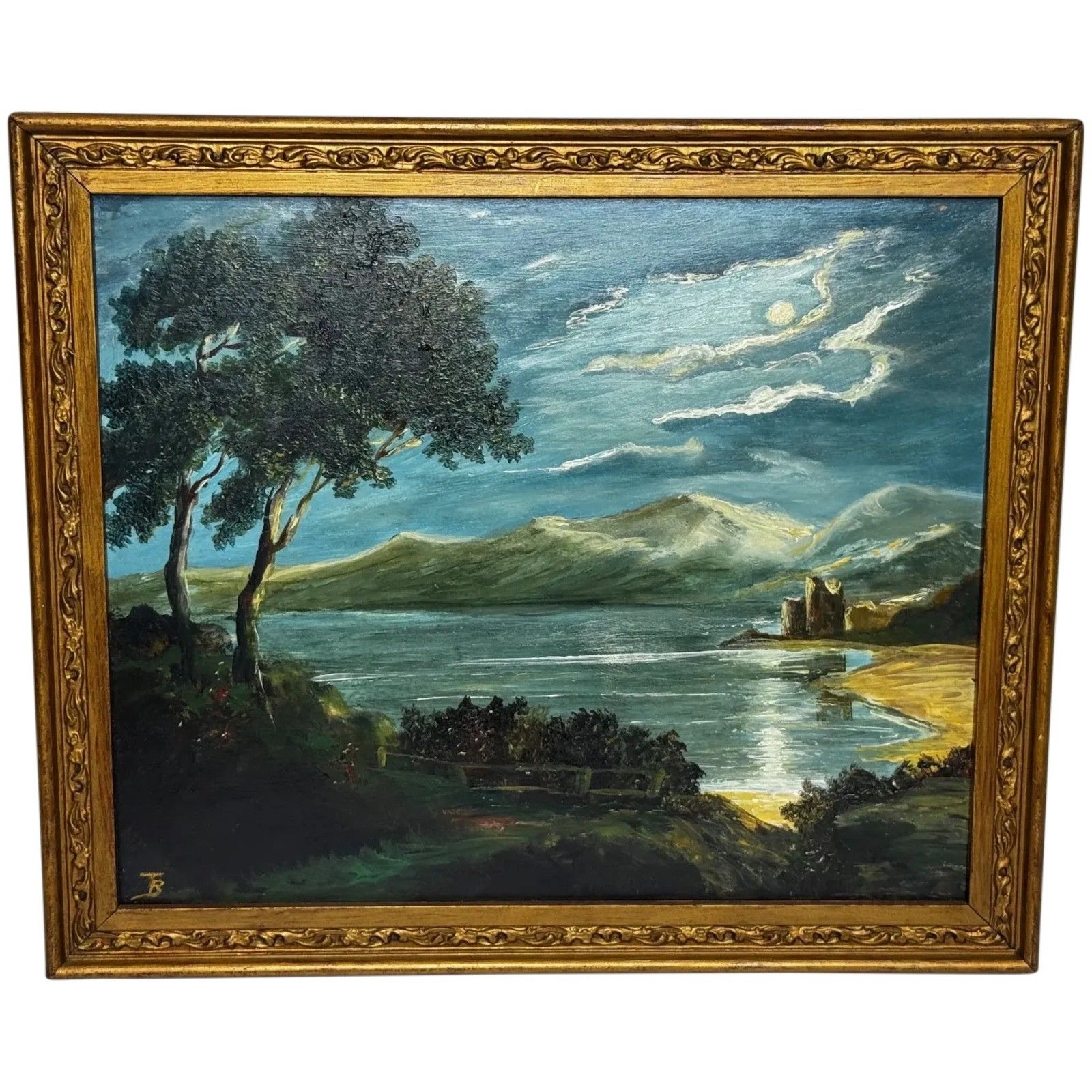 🌙 Oil Painting Urquhart Castle Loch Ness Scottish Highlands Nocturnal Moonlight