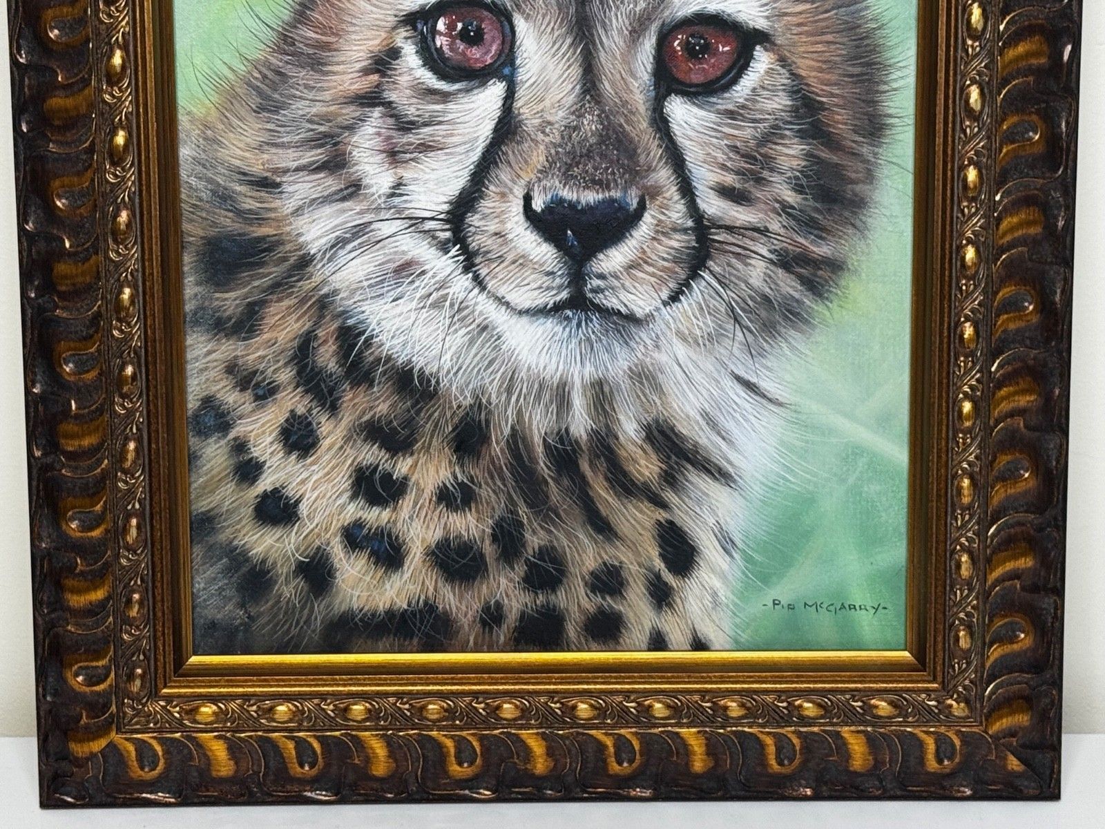 🐆 Original Oil Painting Cheetah Cub Innocence Of The Wild By Pip Mcgarry photo for sale