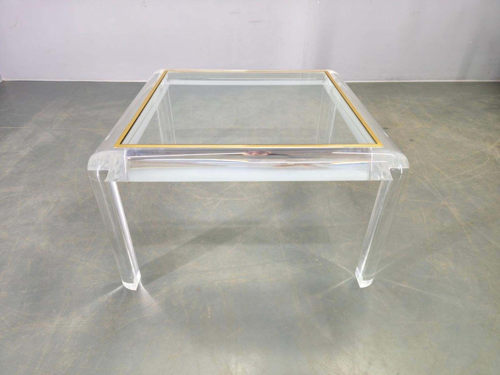 Italian Acrylic, Brass And Glass Coffee Table, 1980s photo furniture