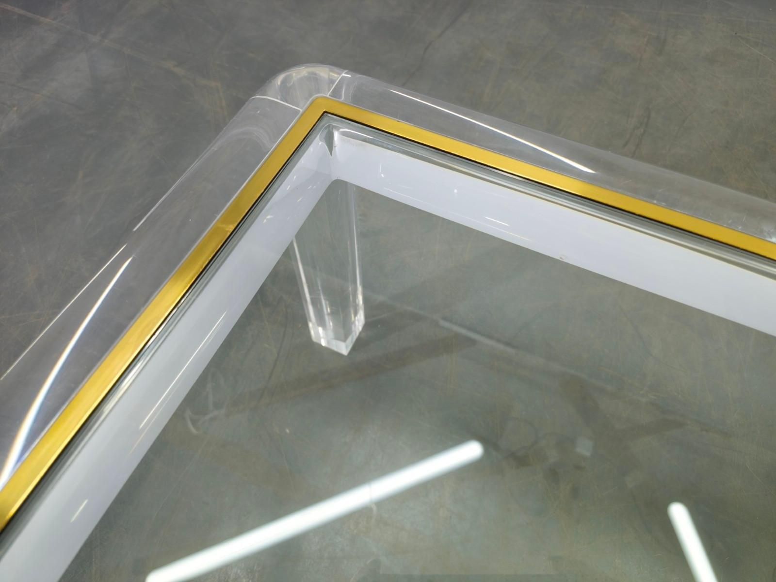 Italian Acrylic, Brass And Glass Coffee Table, 1980s photo buy