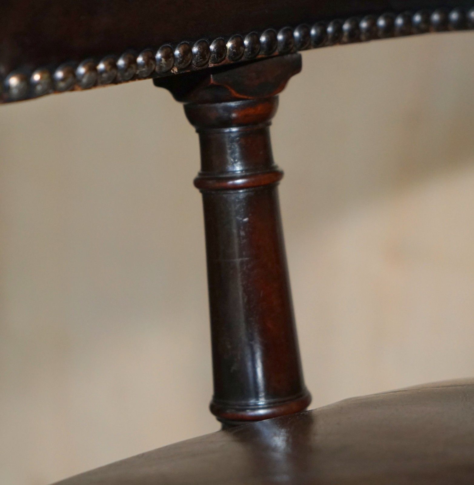 photo furniture Original Antique Victorian Fully Restored Deep Brown Leather Captains Chair