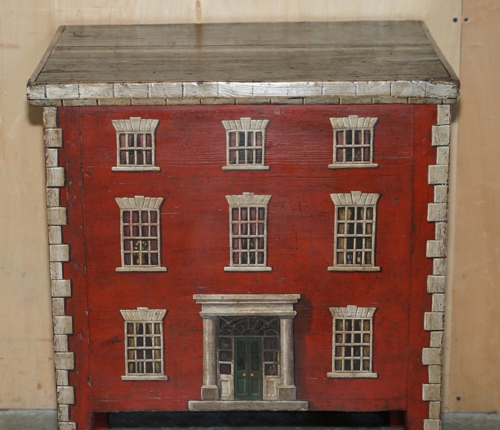 Antique 1760 Georgian English Country House Painted English Pine Trunk Or Chest photo Furniture