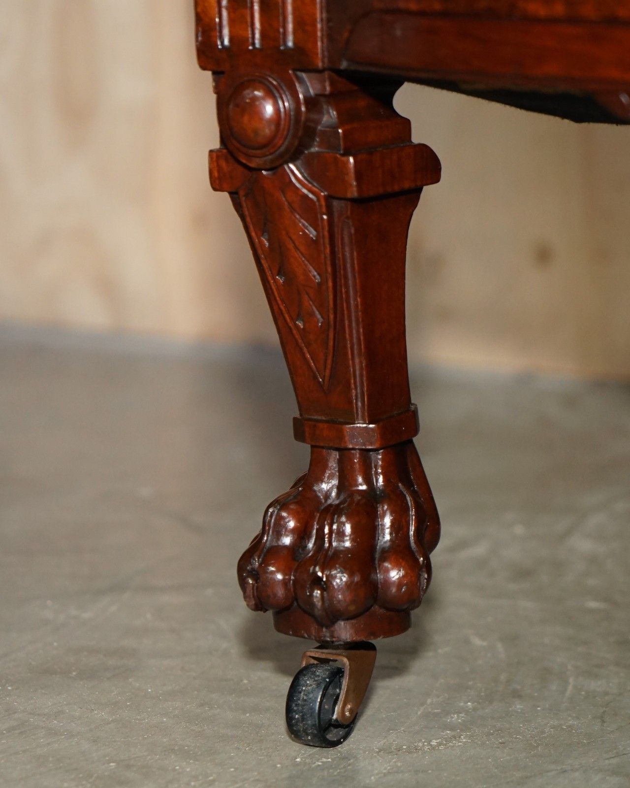 Furniture Antique Victorian Flamed Mahogany Lion Carved Pair Of Armchairs Part Of A Suite photo