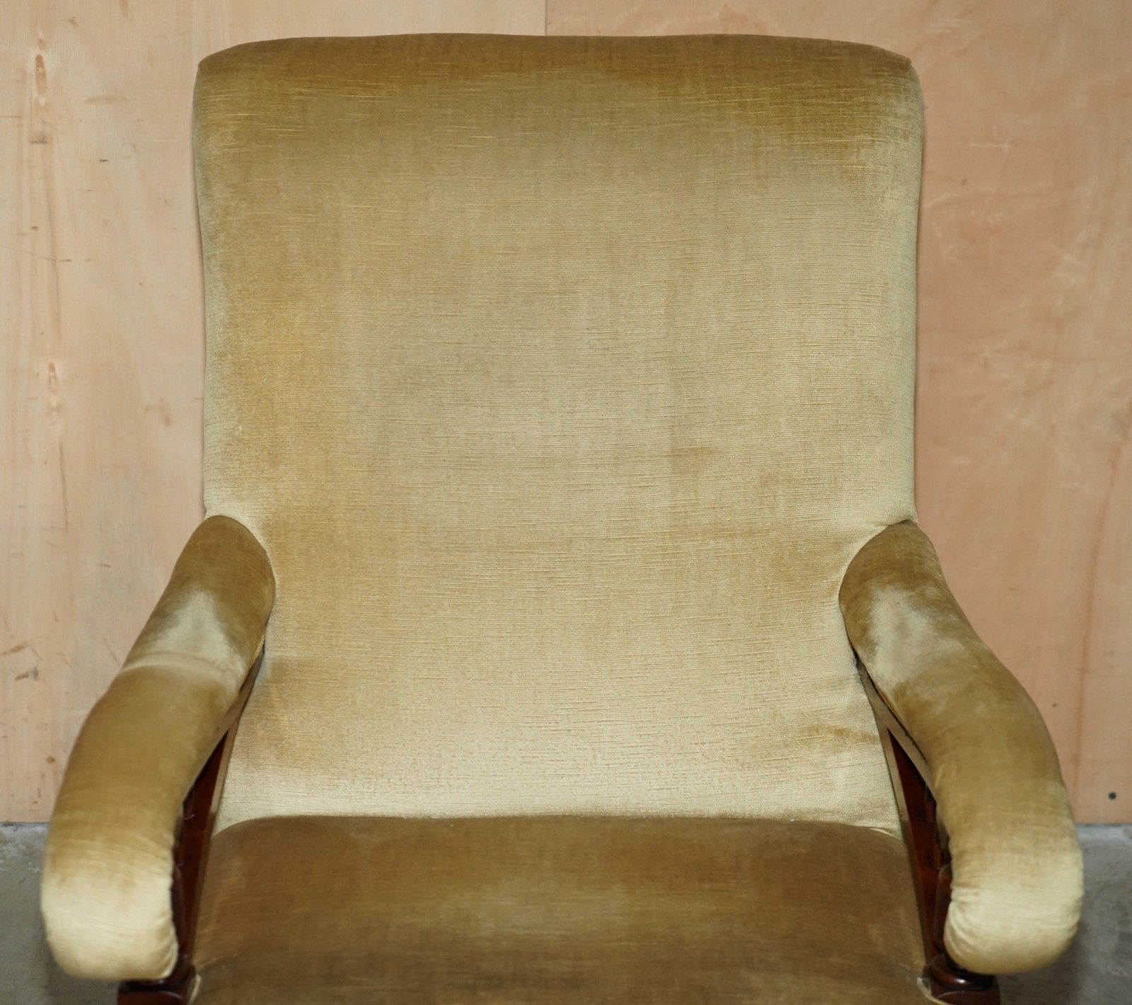 Howard & Son's Attributed Antique Victorian Open Library Armchair Stamped Legs photo Furniture