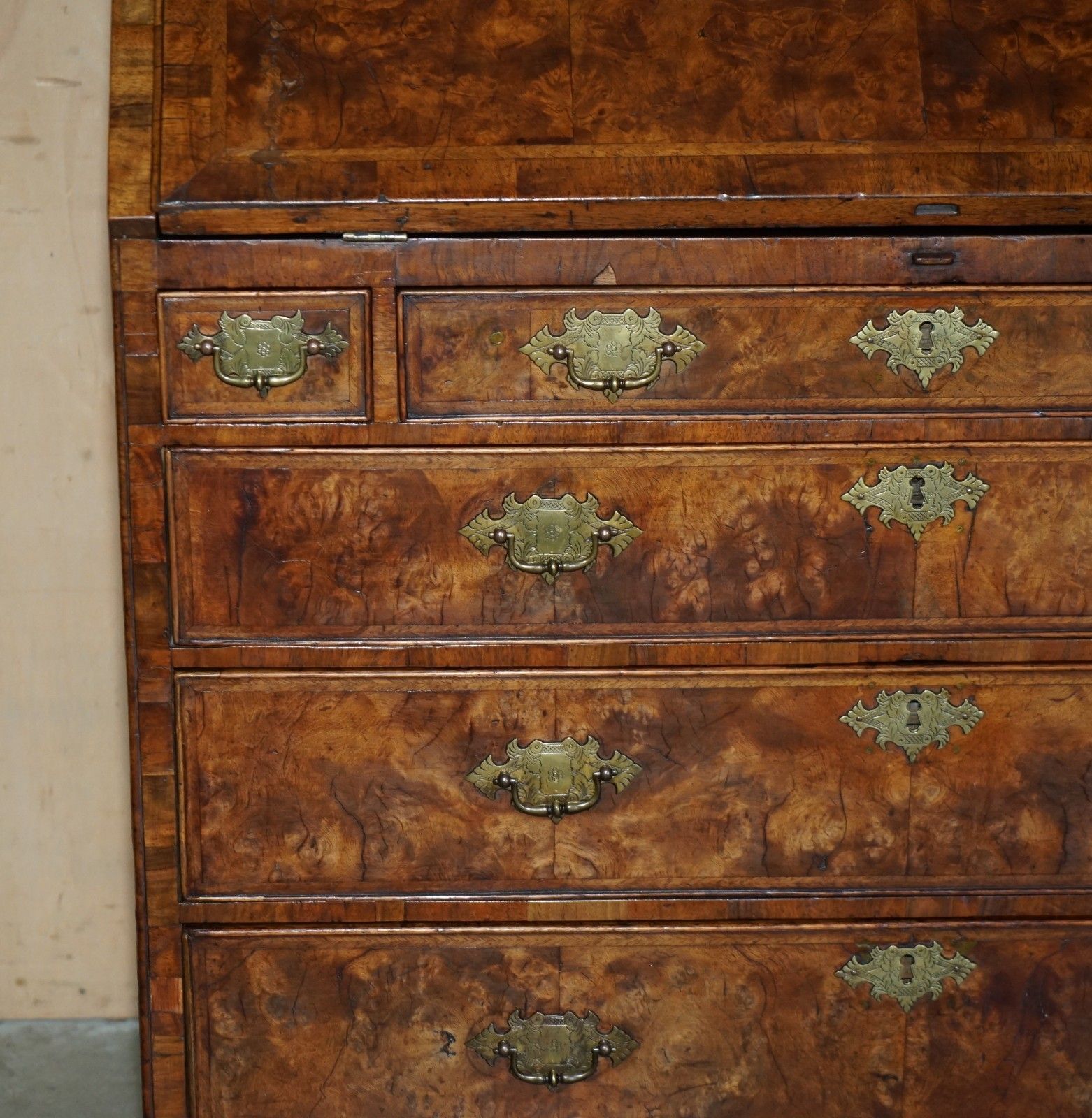 Finest Quality Antique George II Circa 1740 Burr Walnut Library Bureau Bookcase photo 13950.0