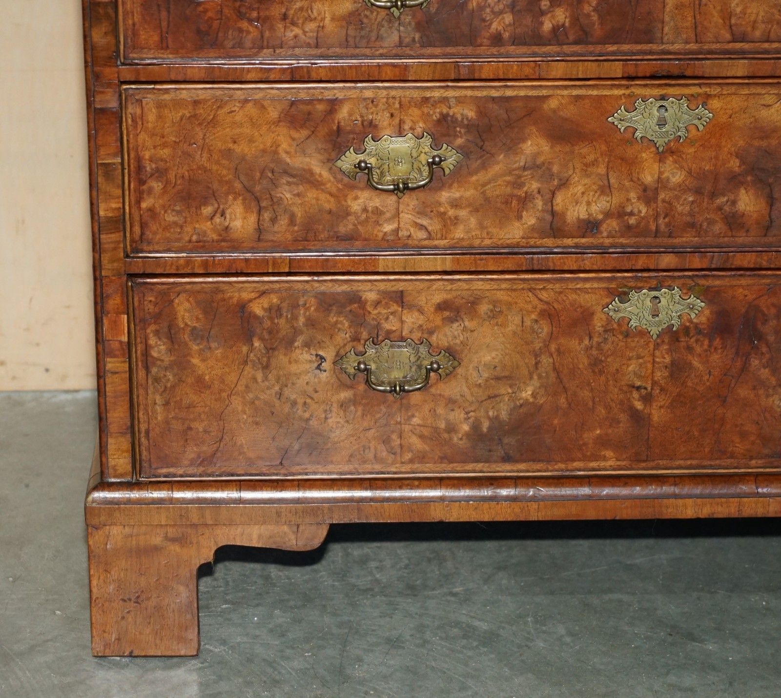 Finest Quality Antique George II Circa 1740 Burr Walnut Library Bureau Bookcase photo vinterior