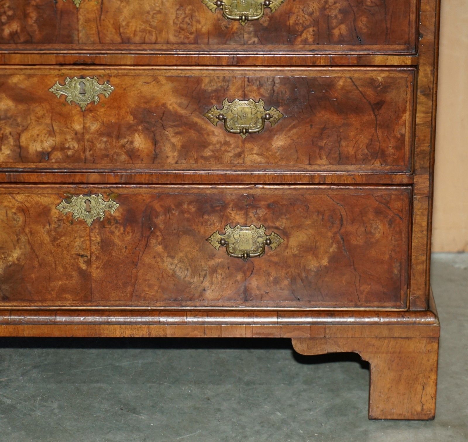 Finest Quality Antique George II Circa 1740 Burr Walnut Library Bureau Bookcase photo buy