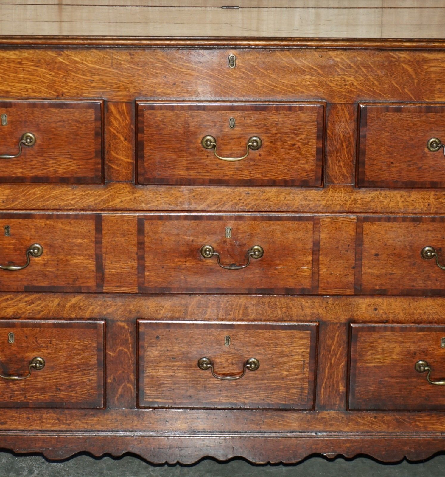 Antique 18th Century Georgian Hinged Top English Oak Mule Chest Of Drawers photo Furniture