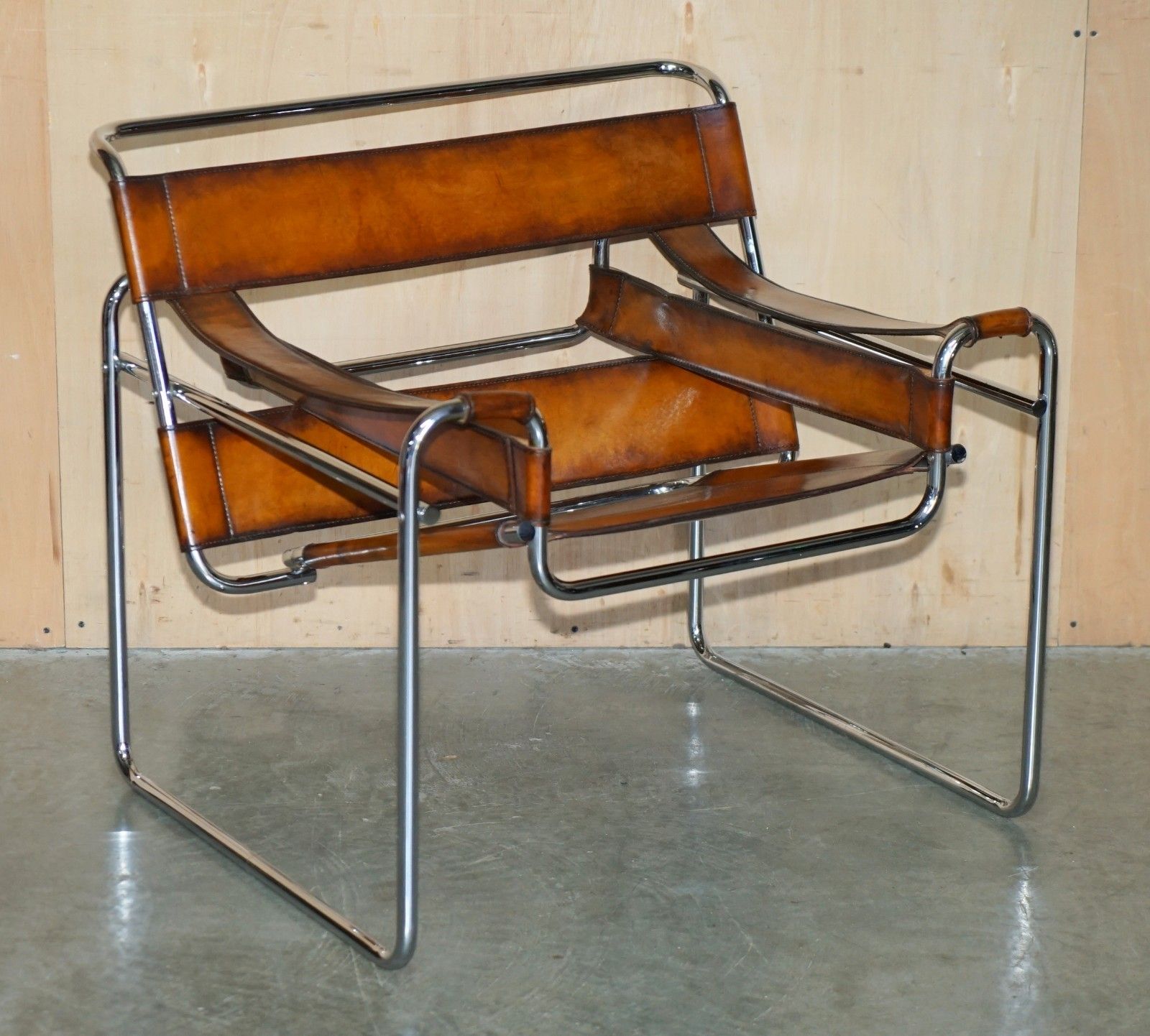 Pair Of Restored Marcel Breuer Fasem 1980's Wassily B3 Brown Leather Armchairs photo Furniture