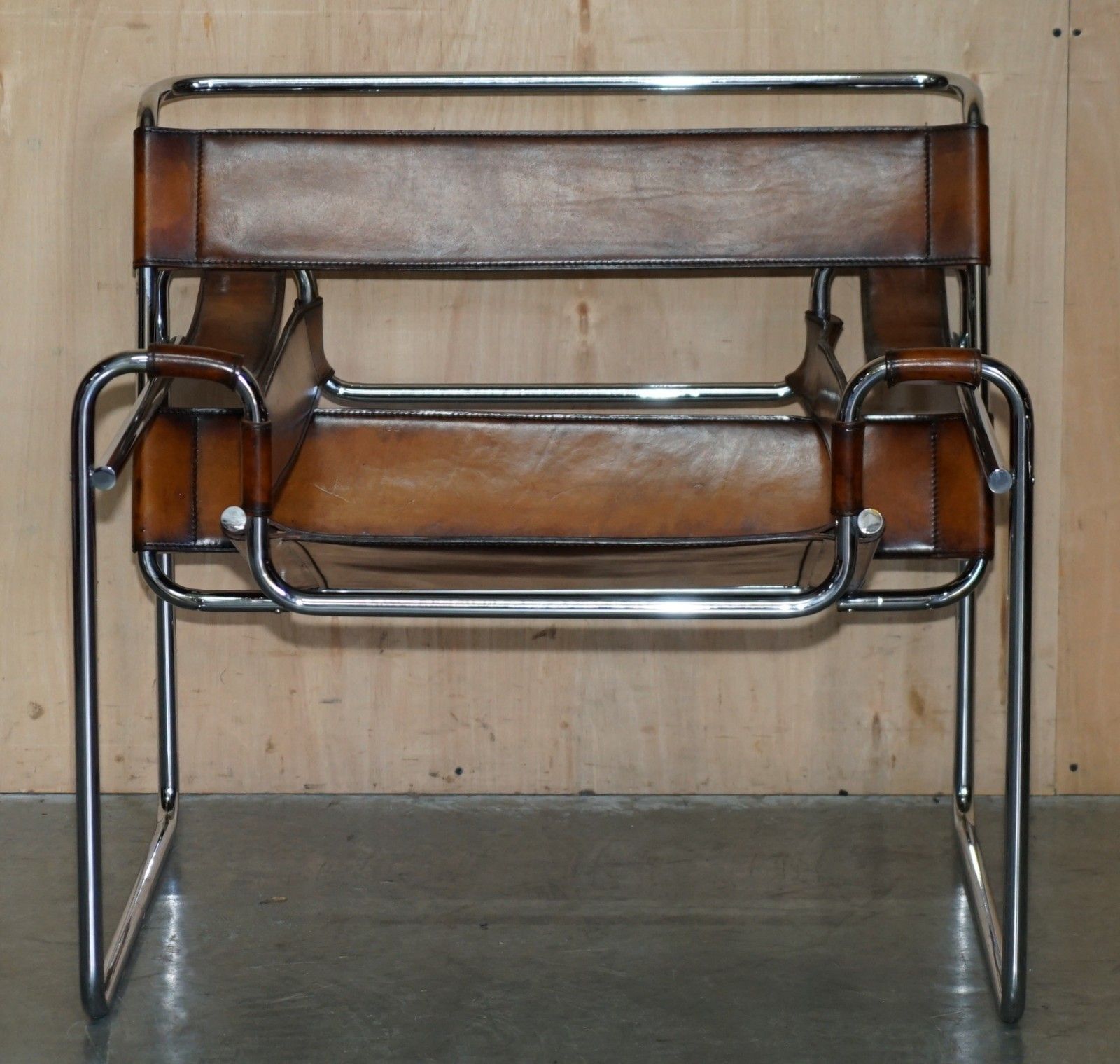 Pair Of Restored Marcel Breuer Fasem 1980's Wassily B3 Brown Leather Armchairs photo 8950.0