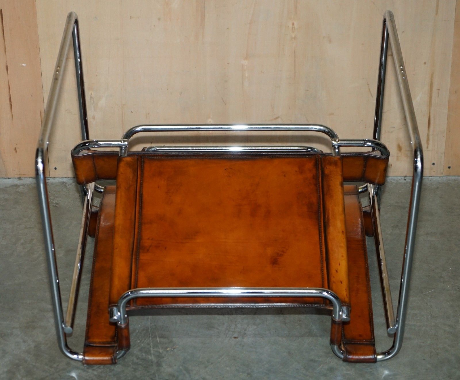 photo vintage Pair Of Restored Marcel Breuer Fasem 1980's Wassily B3 Brown Leather Armchairs