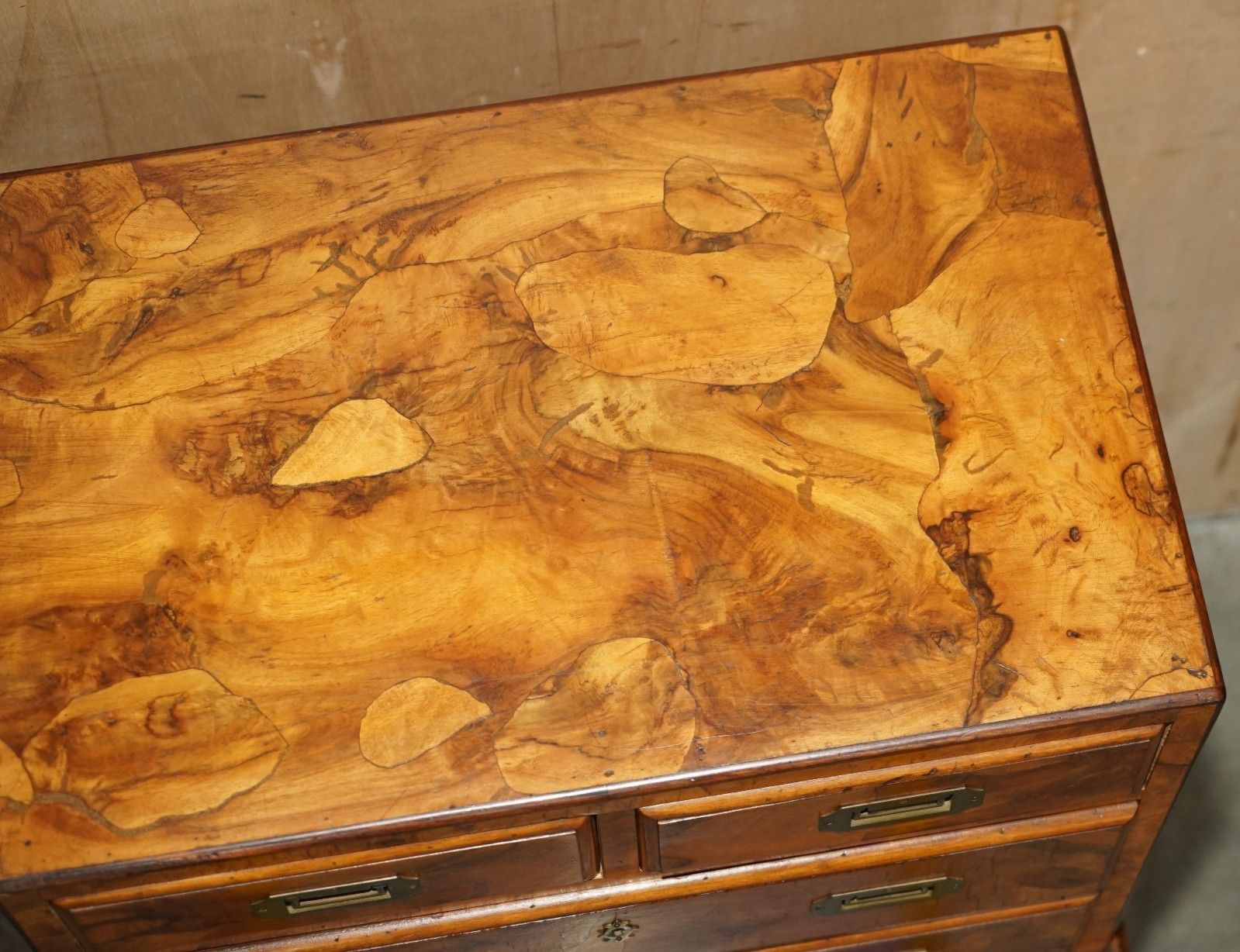 Antique Victorian Olive Wood Military Campaign Drinks Cabinet Chest Of Drawers photo vintage