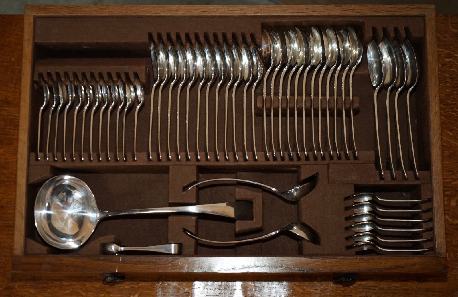 photo vintage One Of A Kind 1939 Robert Mouseman Thompson Cutlery Service Chest Of Drawers