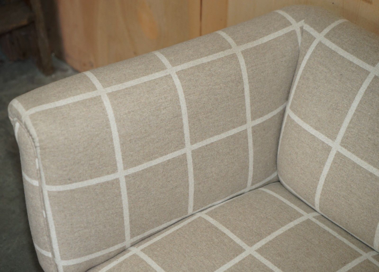 Antique Circa 1900 Club Armchair Porcelain Castors & Scottish Tartan Upholstery photo buy