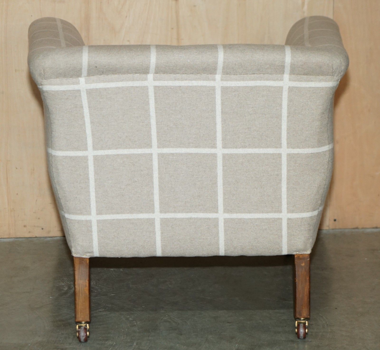 1950.0 Antique Circa 1900 Club Armchair Porcelain Castors & Scottish Tartan Upholstery photo