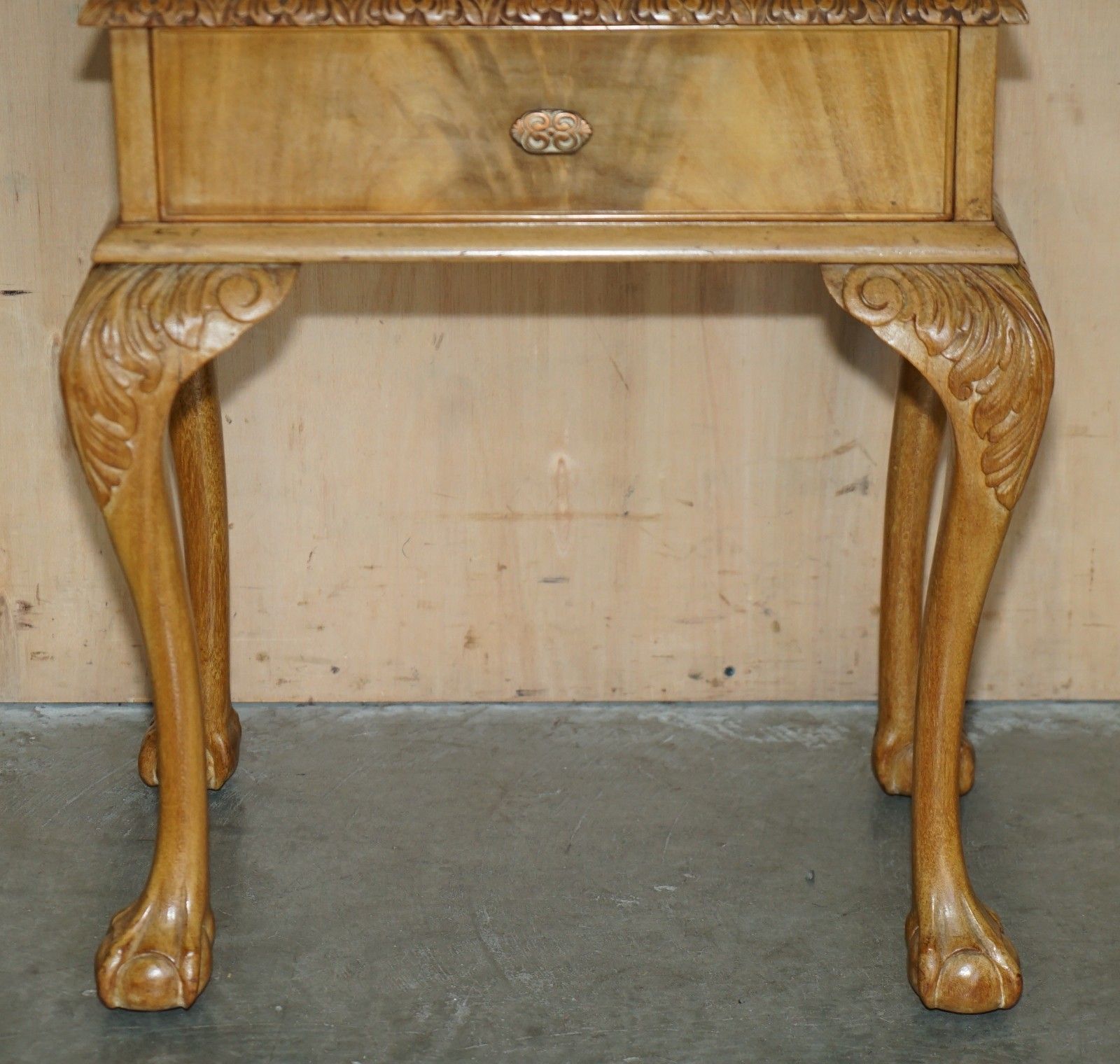 Pair Of Art Deco Circa 1920's Burr Light Walnut Claw & Ball Display Cabinets photo vinterior