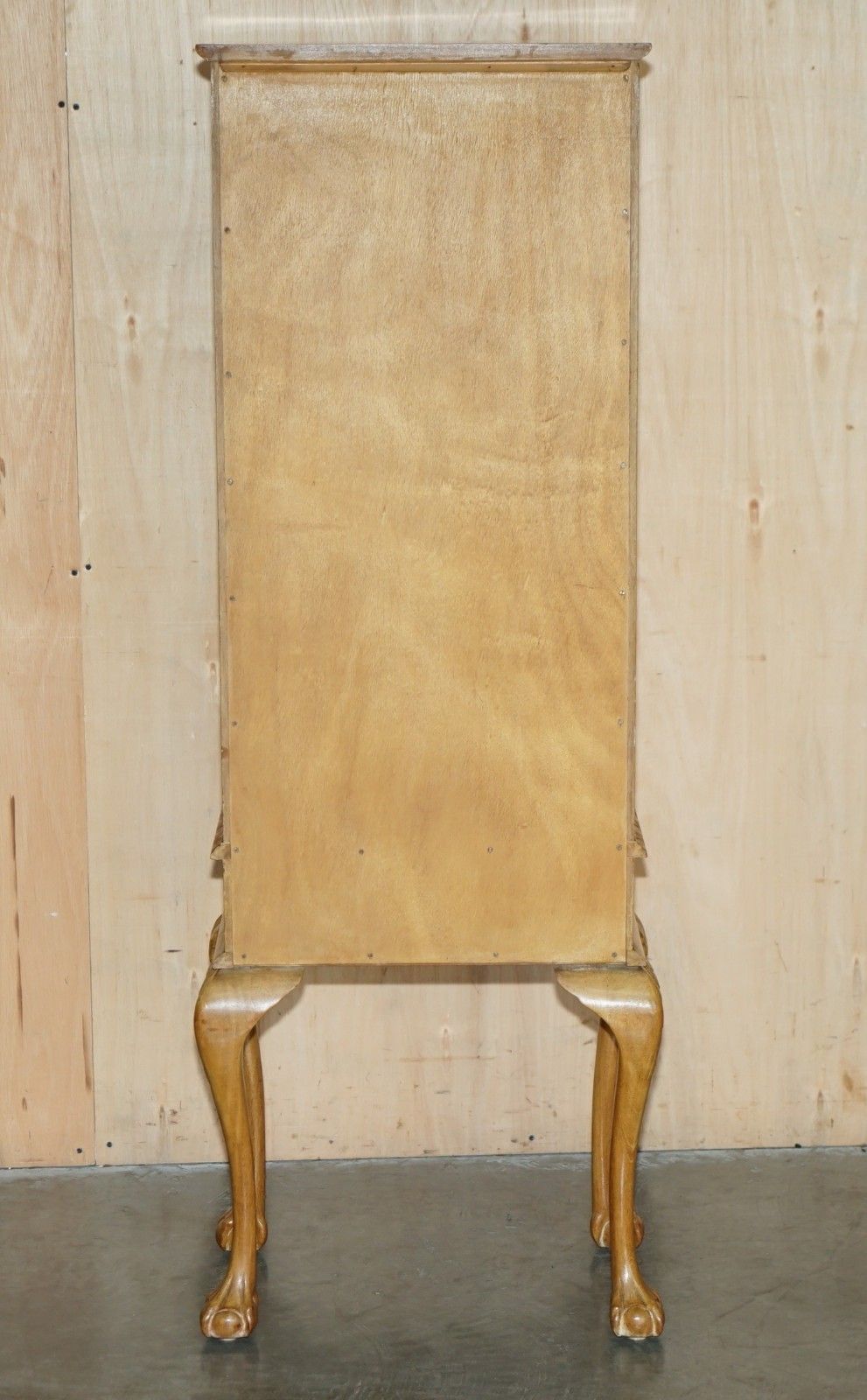 photo vintage Pair Of Art Deco Circa 1920's Burr Light Walnut Claw & Ball Display Cabinets