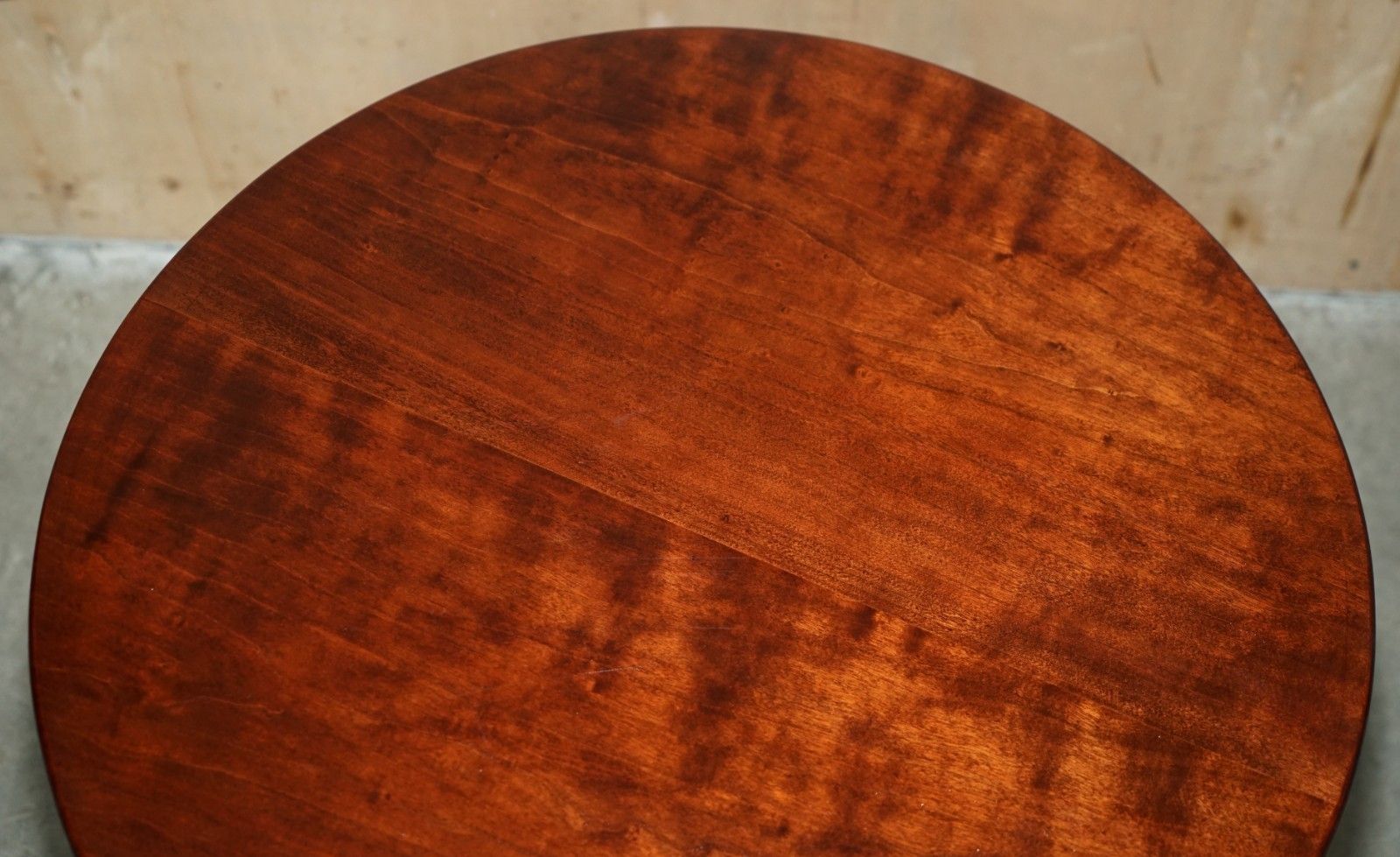 Restored English Mahogany Large Tripod Side Table With Brass Lions Paw Castors photo buy