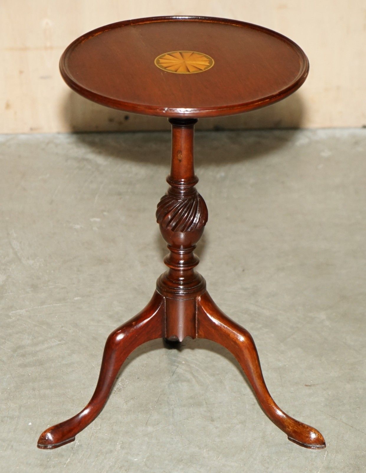 Fully Restored Antique Sheraton Revival Mahogany Tripod Side End Lamp Wine Table photo furniture