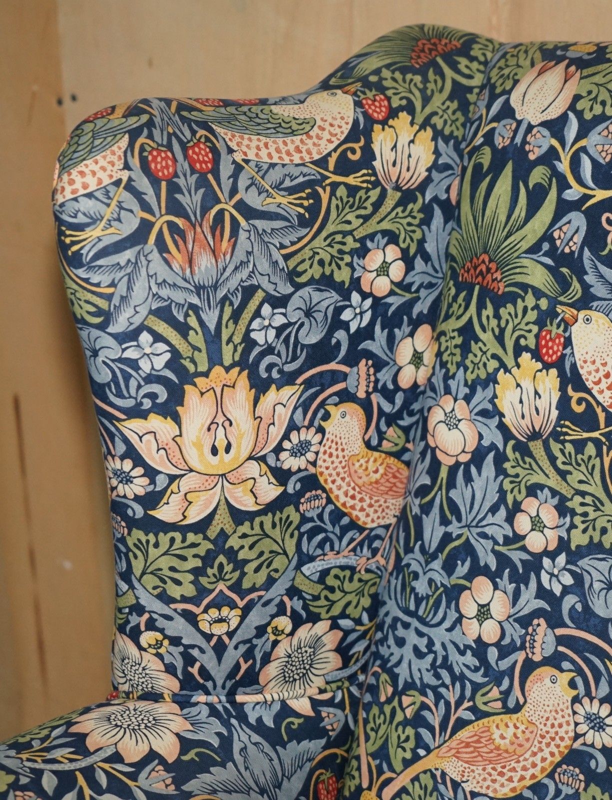 photo furniture Stunningly Restored William Morris Strawberry Thief Fabric Wingback Armchair