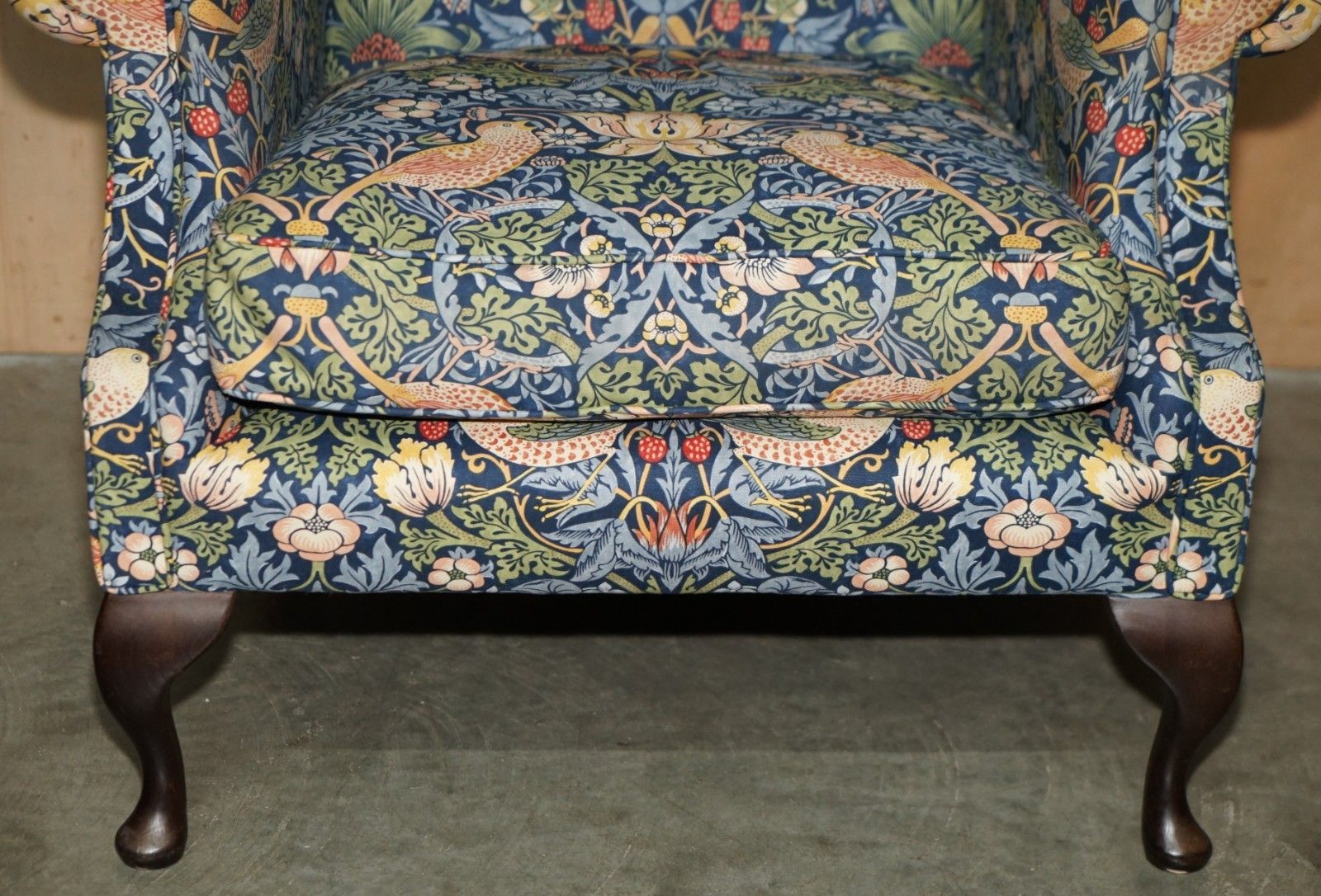 photo buy Stunningly Restored William Morris Strawberry Thief Fabric Wingback Armchair