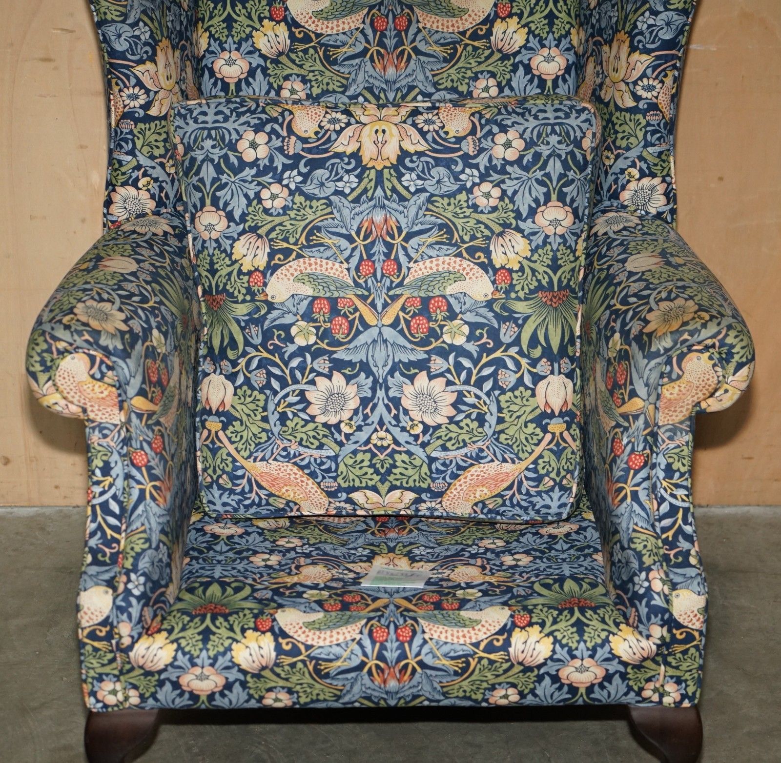 photo vintage Stunningly Restored William Morris Strawberry Thief Fabric Wingback Armchair
