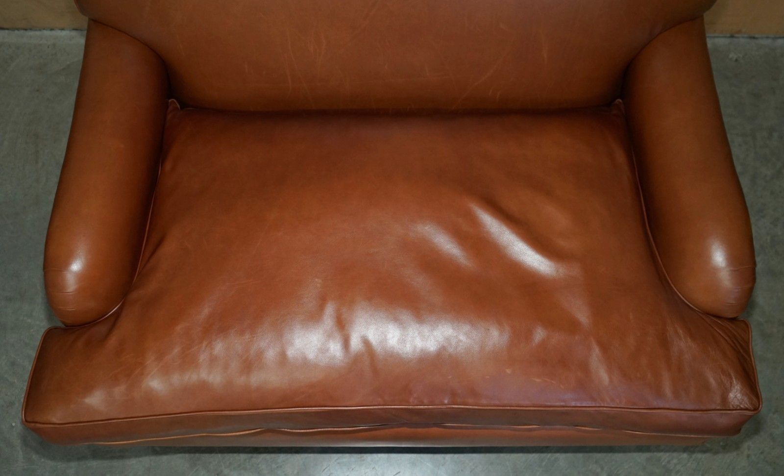 Extra Large Howard George Smith Style Brown Leather Love Seat Armchair Sofa photo buy