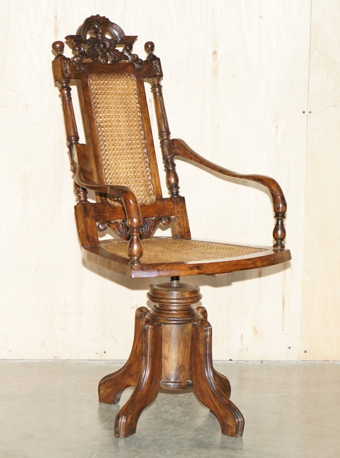 Unique Antique Victorian Height Adjustable Swivel Office Captains Bergere Chair photo furniture