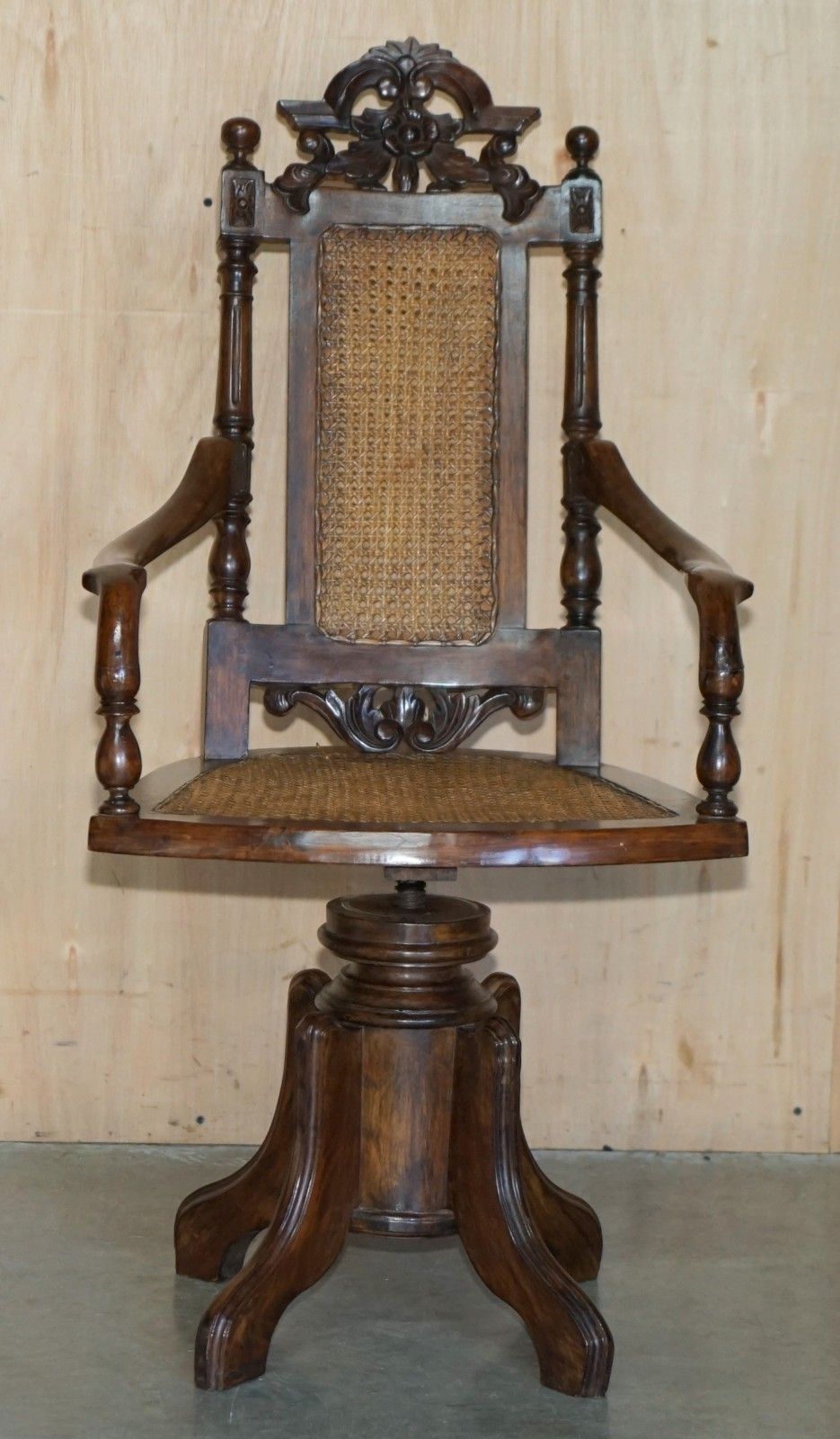 Unique Antique Victorian Height Adjustable Swivel Office Captains Bergere Chair photo Furniture