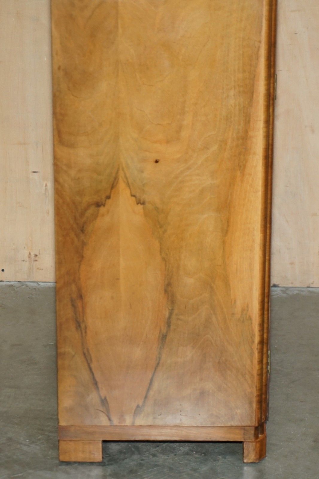 Small 153cm Tall Art Deco Circa 1930's Satin Burr Walnut Wardrobe Part Of Suite photo vintage