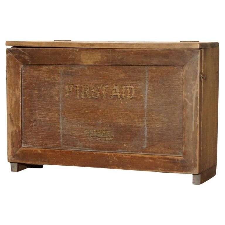 Antique Wwii Circa 1939 Boots First Aid Kit Box For Warehouses And Factories