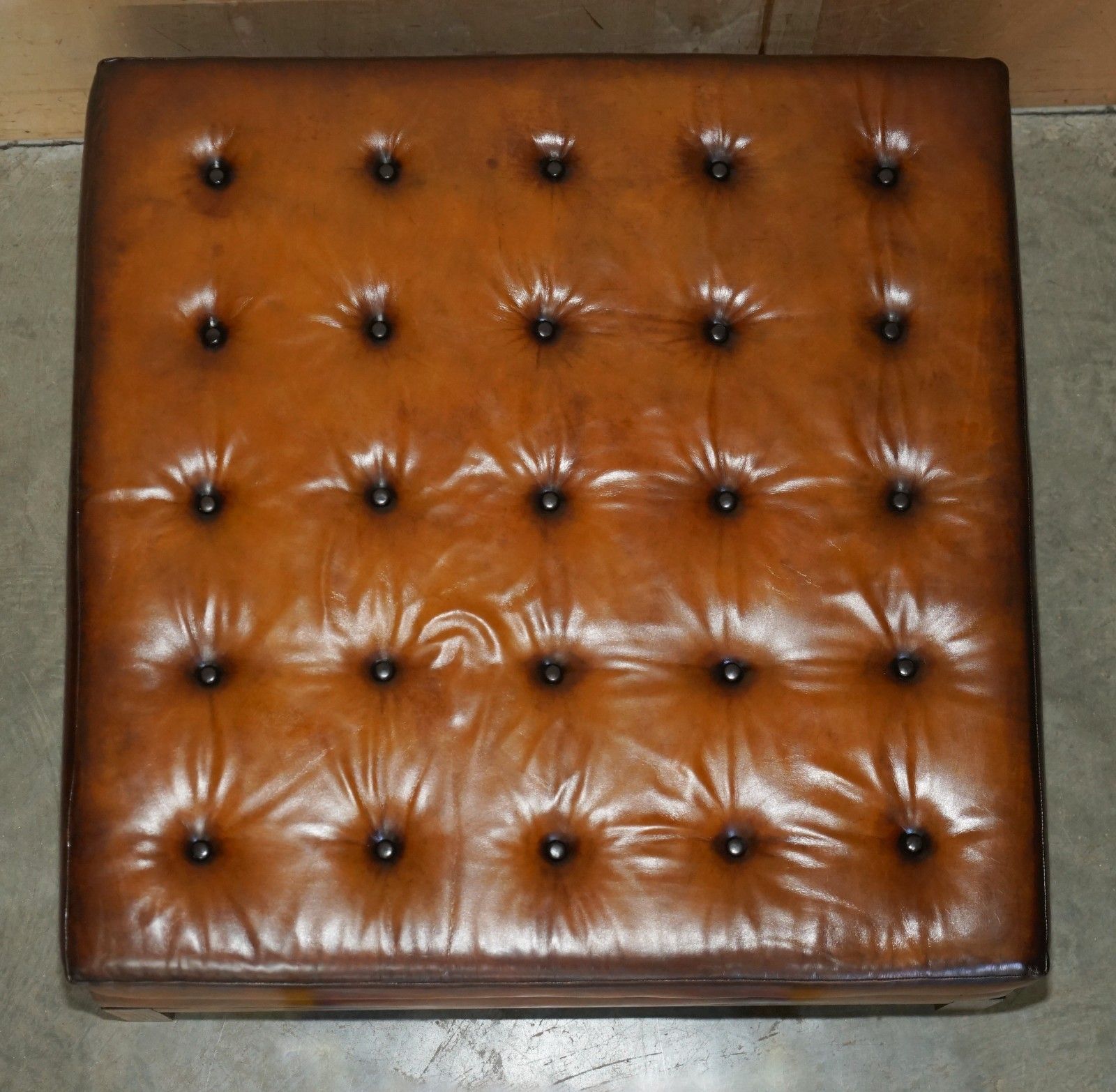Rrp £4995 Large George Smith Chesterfield Chelsea Brown Leather Footstool photo vinterior
