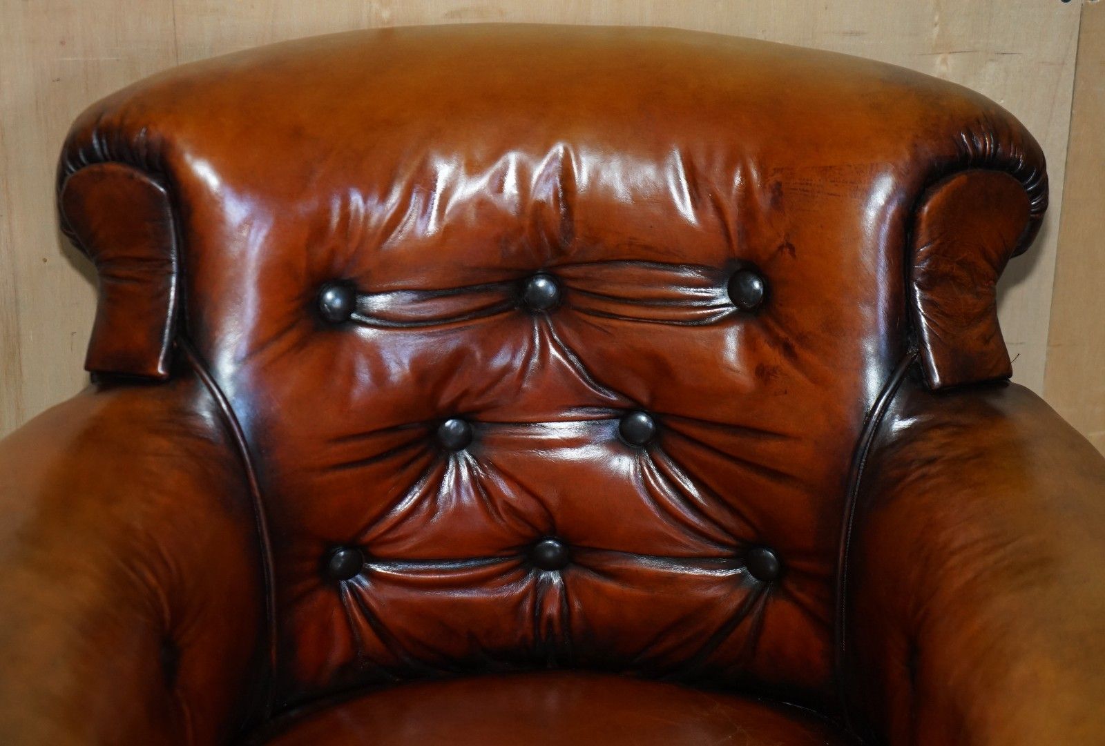 Fully Restored Edwardian Chesterfield Hand Dyed Brown Leather Tub Club Armchair photo Furniture
