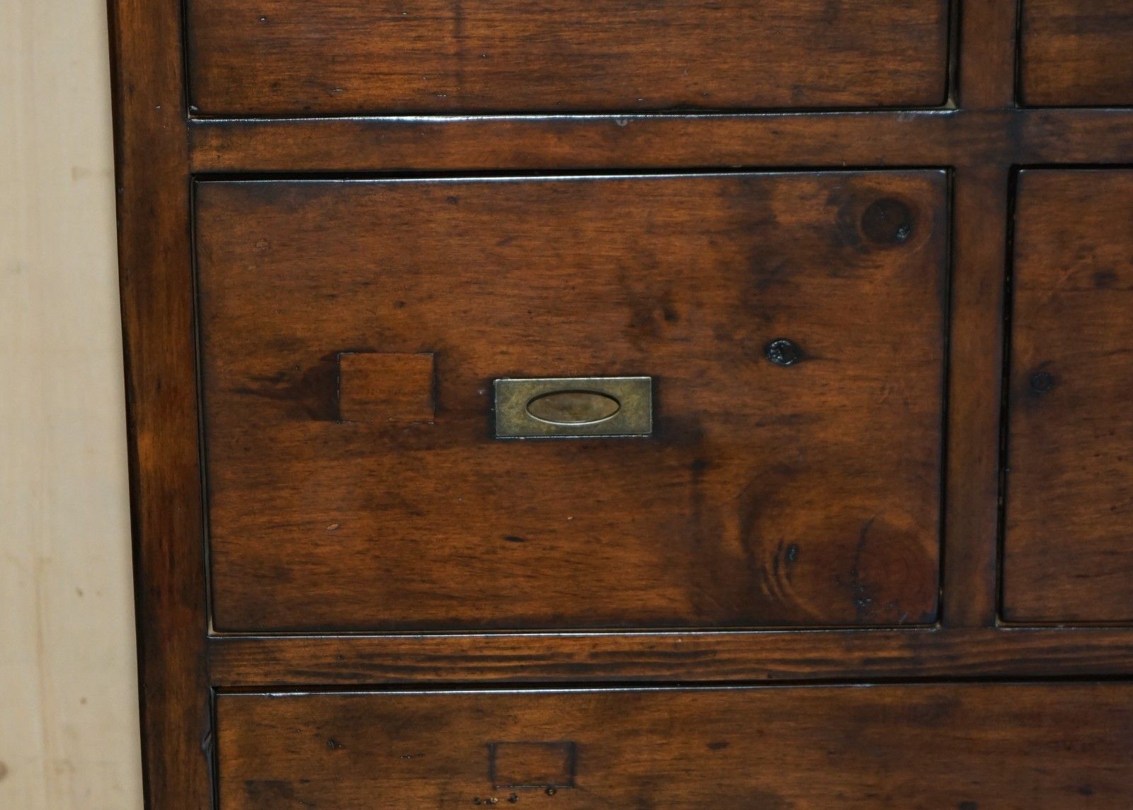 Lovely Large Vintage Hardwood Military Campaign Style Chest Of Drawers Part Set photo 950.0