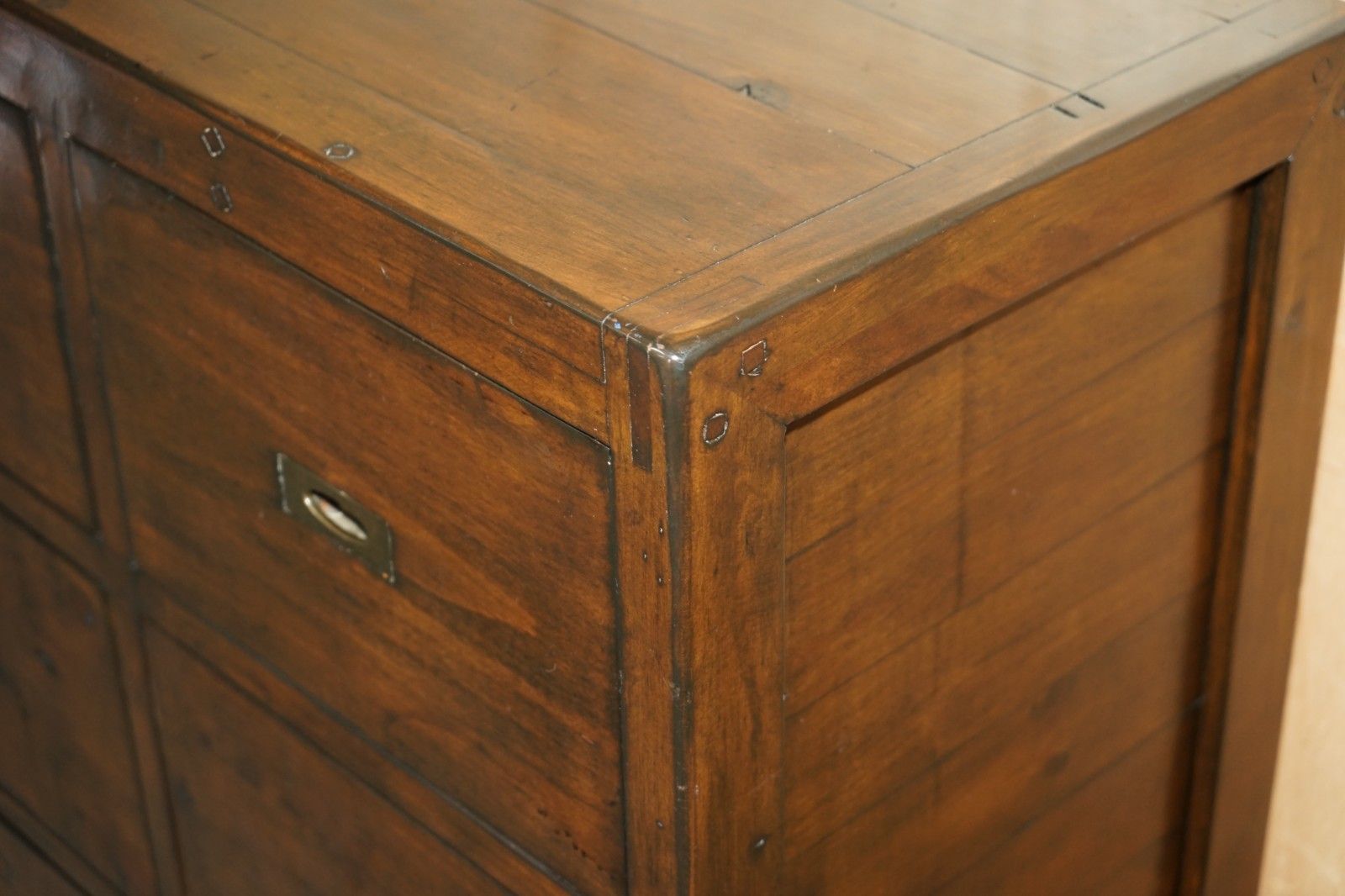 Lovely Large Vintage Hardwood Military Campaign Style Chest Of Drawers Part Set photo buy