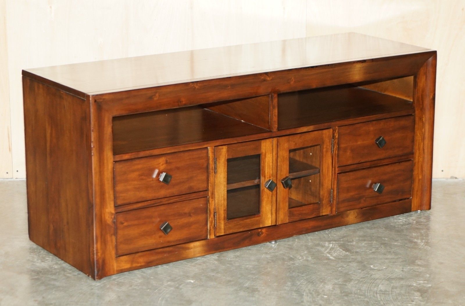 Lovely Vintage Hardwood Military Campaign Style Sideboard Tv Media Unit Part Set photo furniture